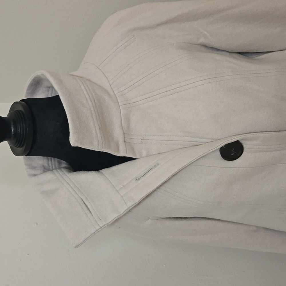 Zara Badics Cream Wool Blend Coat Sz Small - Picture 2 of 6